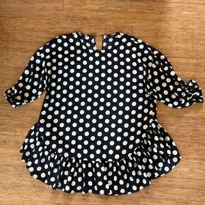 Zara black with white polka dot blouse